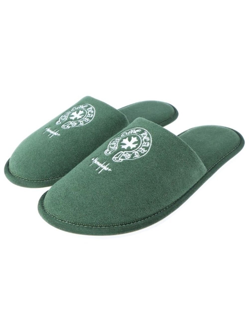 Chrome Hearts Hotel Slipper Horseshoe Embroidery Slippers Honolulu Limited Green